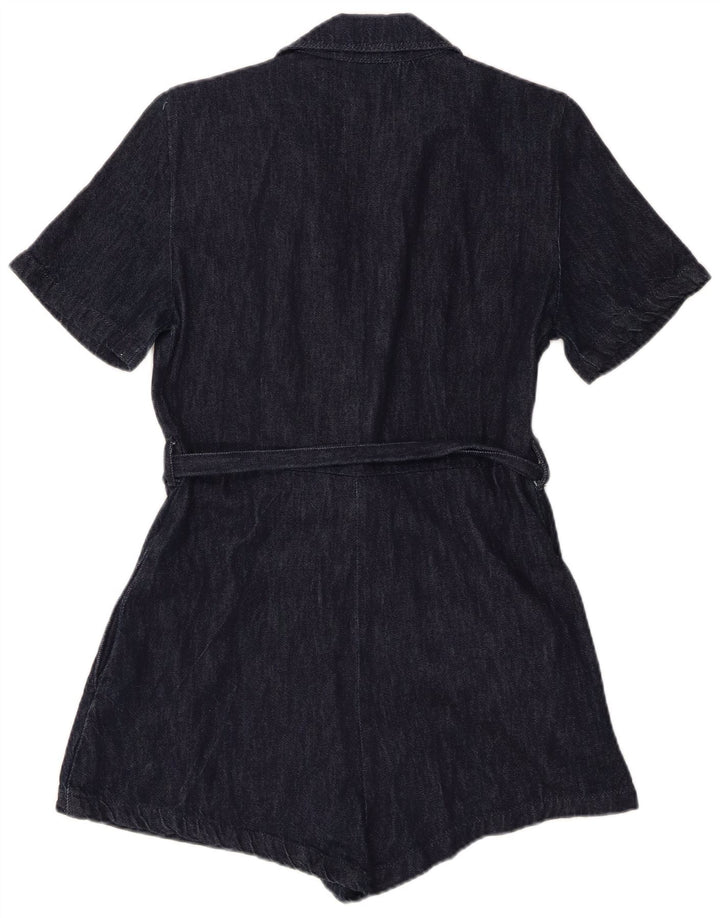 Zara Womens Denim Playsuit Reino Unido 12 Médio Azul Marinho