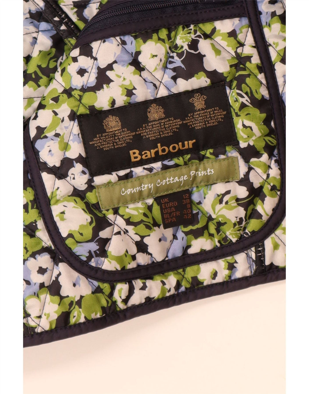 Jaqueta acolchoada feminina Barbour UK 12 poliamida azul marinho médio