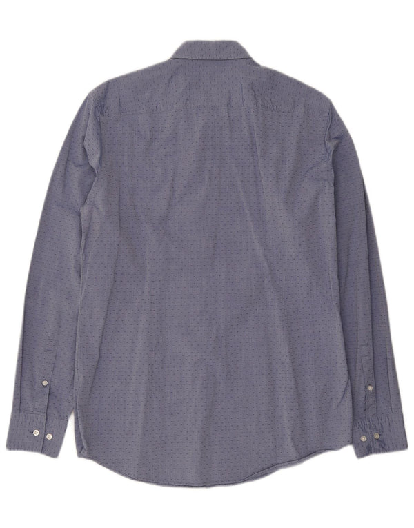 Hugo Boss Mens Slim Fit Camisa Tamanho 15 3/4 40 Médio Azul Manchado