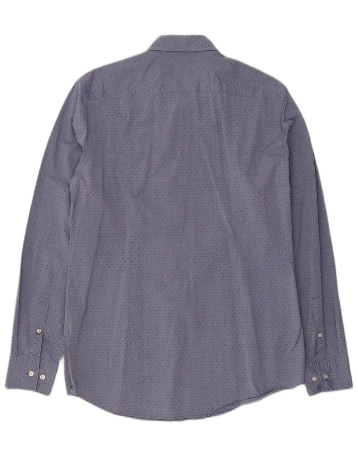 Hugo Boss Mens Slim Fit Camisa Tamanho 15 3/4 40 Médio Azul Manchado