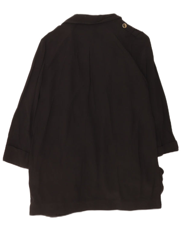 Jaqueta blazer aberta grande Reiss feminina Reino Unido 10 pequeno acetato preto