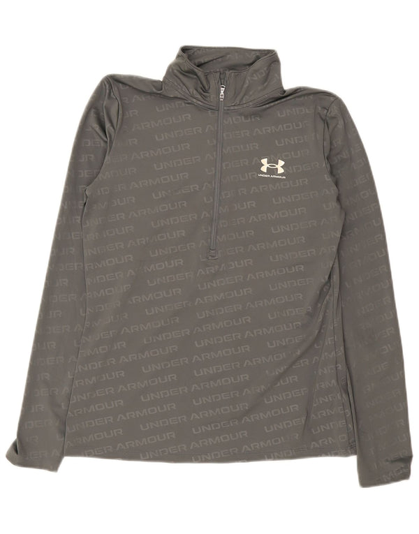 Under Armour Mens Graphic Zip Neck Treino Top Cinza Médio Poliéster