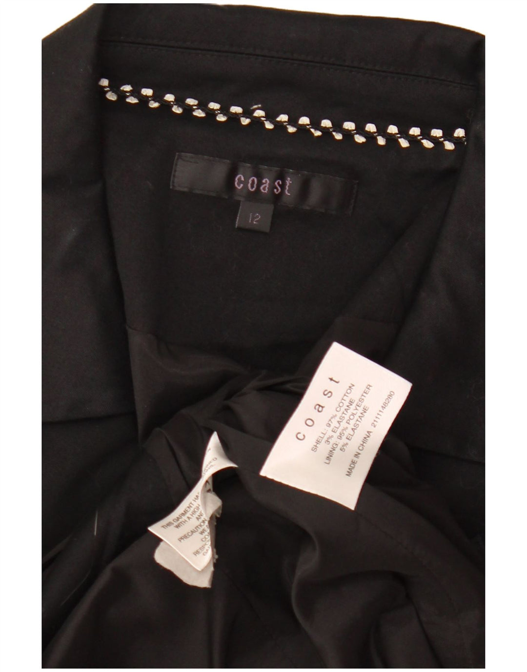Jaqueta Bolero feminina de manga 3/4 da Coast Reino Unido 12 algodão preto médio