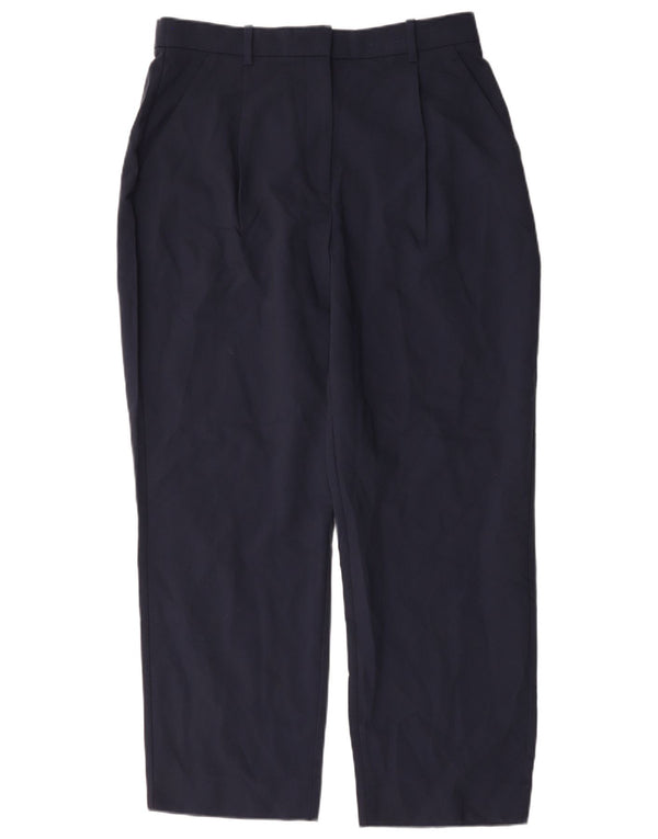 Calça chino reta feminina Abercrombie & Fitch W32 L30 azul marinho