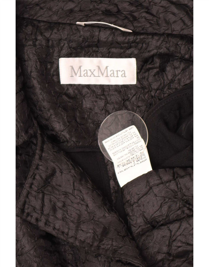 Jaqueta blazer aberta feminina Max Mara UK 12 poliéster preto médio