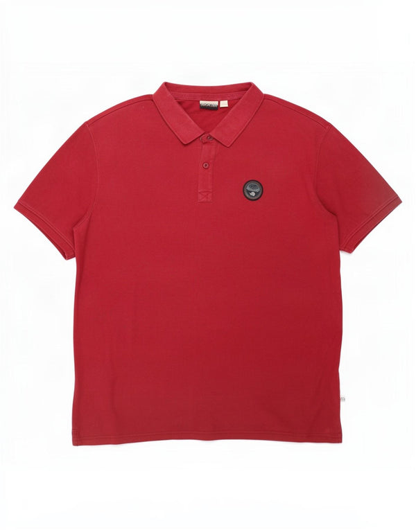 Camisa pólo geográfica masculina Napapijri 3XL algodão vermelho