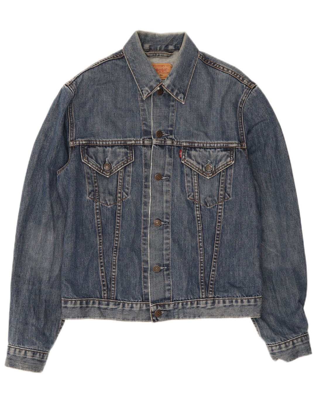 Jaqueta jeans feminina Levi's UK 14 grande algodão azul