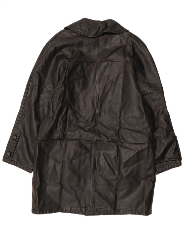Casaco de couro feminino vintage UK 16 grande preto