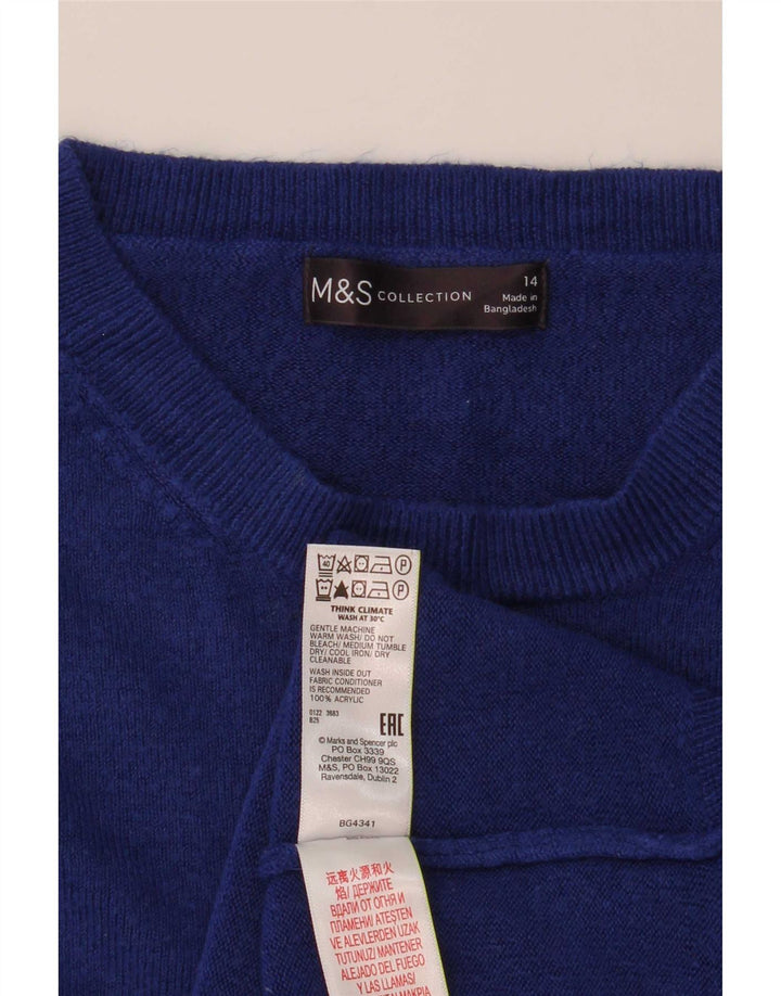 Suéter feminino Marks & Spencer com gola redonda Reino Unido 14 acrílico azul médio