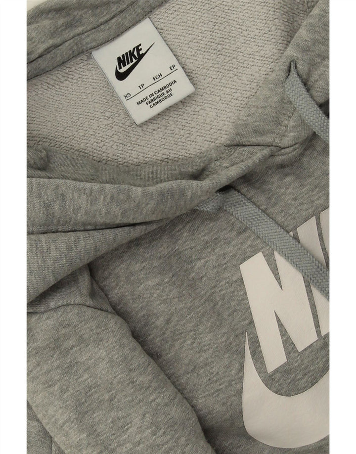 NIKE Womens Oversized Graphic Hoodie Jumper UK 6 XS Grey Cotton Vintage Nike and Second-Hand Nike from Messina Hembry 