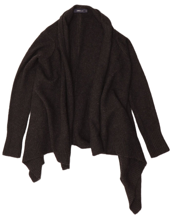 Suéter cardigan aberto assimétrico feminino Zara Reino Unido 10 pequeno cinza acrílico