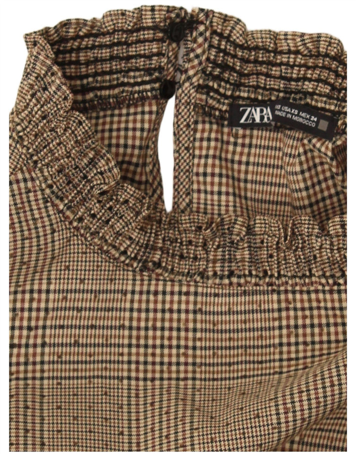 Vestido básico feminino Zara Reino Unido 6 XS Bege Houndstooth