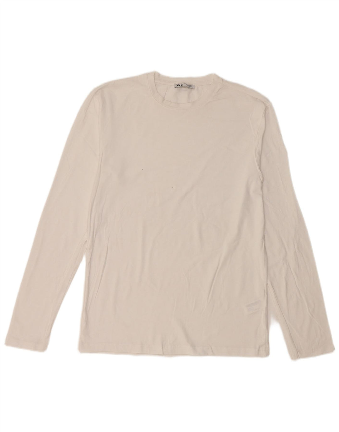 Zara Top masculino manga longa médio algodão branco