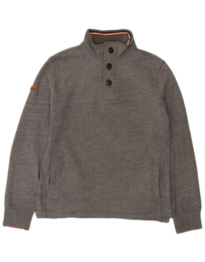 Suéter masculino Superdry com gola redonda e algodão manchado cinza médio