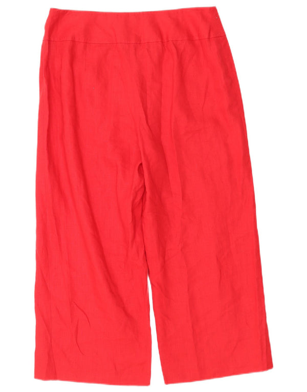 Calça capri feminina Kaliko UK 12 médio W30 L22 linho vermelho