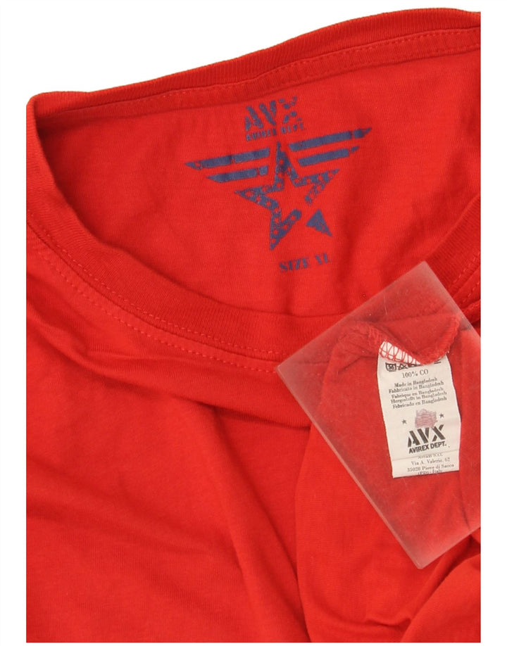 Camiseta gráfica masculina Avirex Top XL de algodão vermelho