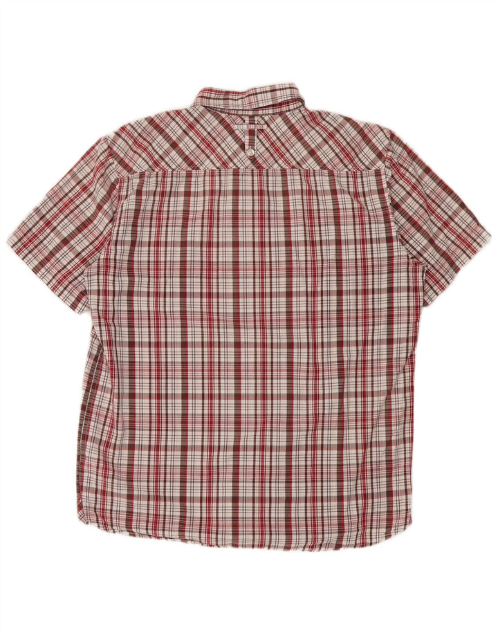 Camisa masculina de manga curta Wrangler de algodão xadrez vermelho médio