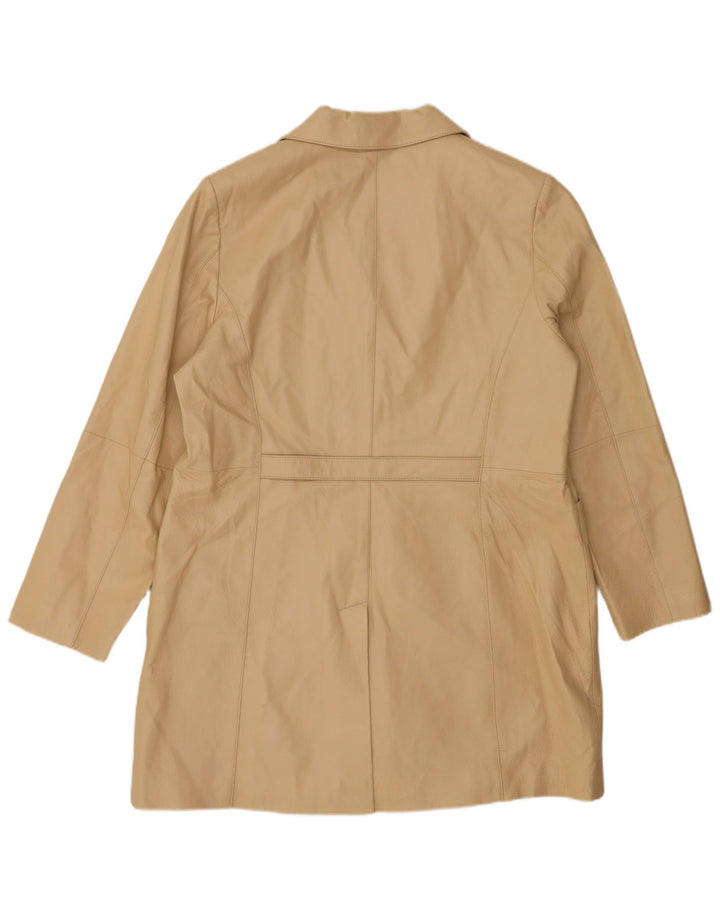 Casaco de couro feminino VINTAGE UK 20 2XL couro bege