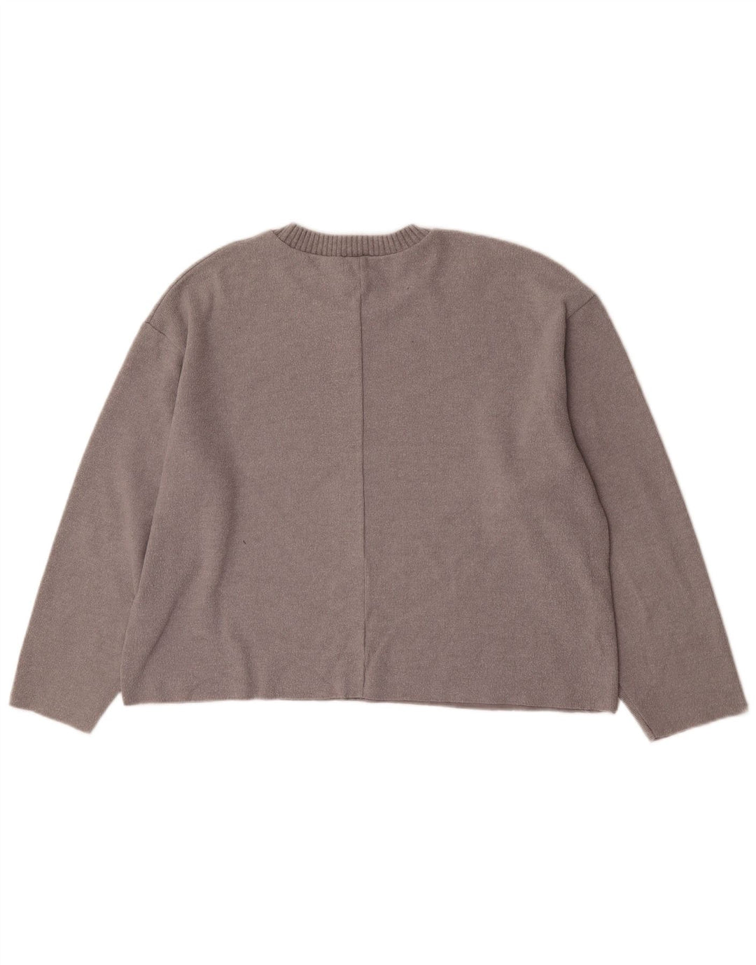 Zara Suéter feminino oversized com gola redonda Reino Unido 14 grande cinza
