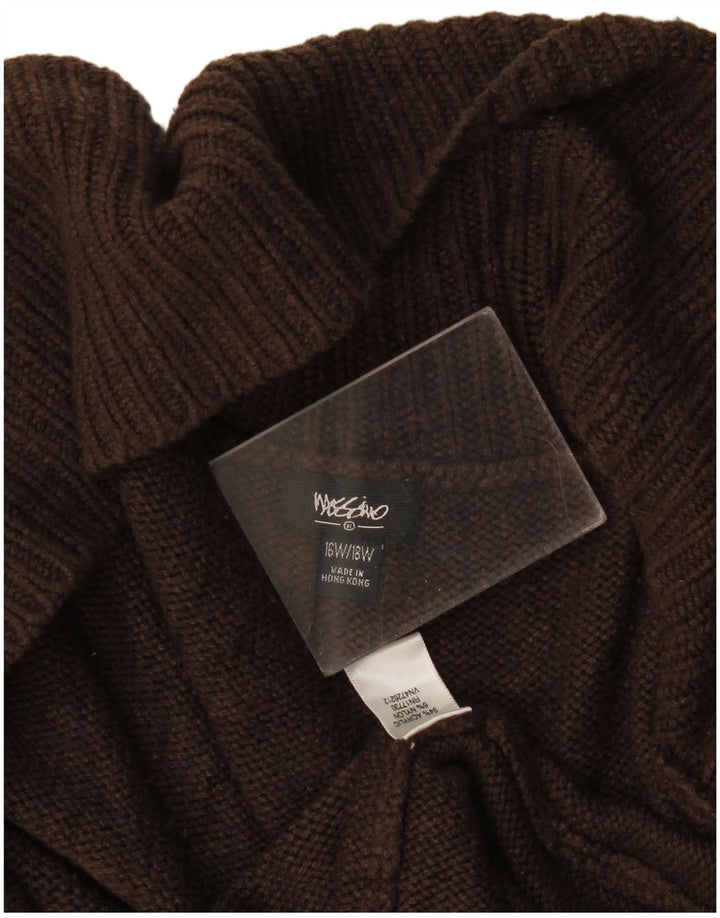Mossimo Suéter Cardigan Aberto Feminino EUA 16 2XL Acrílico Marrom