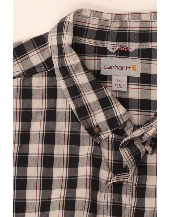 Camisa masculina de manga curta e ajuste relaxado CARHARTT 2XL preto xadrez