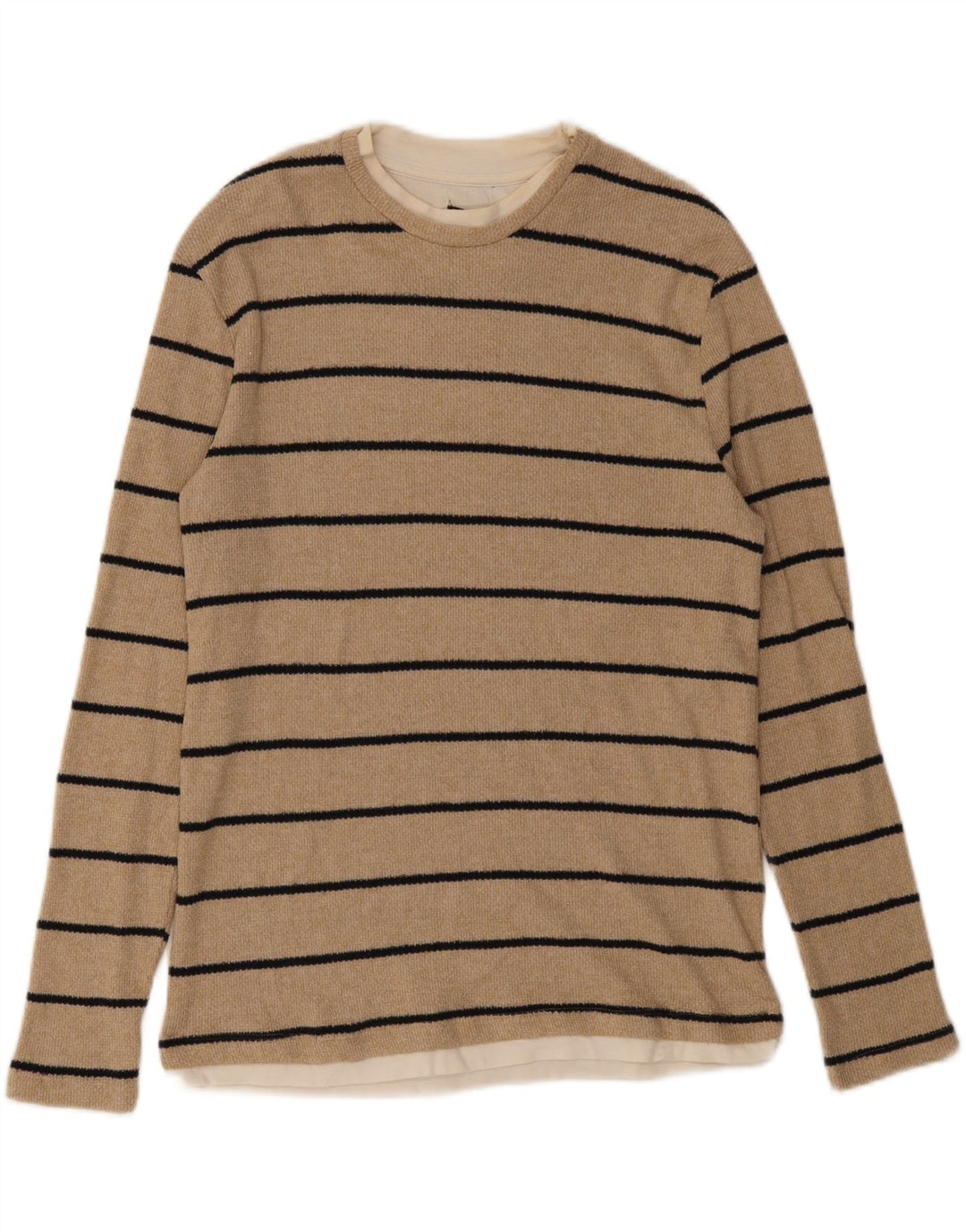Zara Top masculino manga longa médio bege listrado