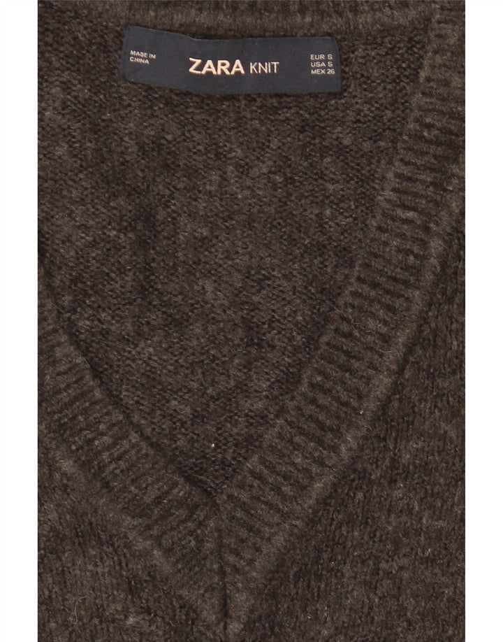 Zara Suéter feminino oversized com decote em V Reino Unido 10 pequeno cinza