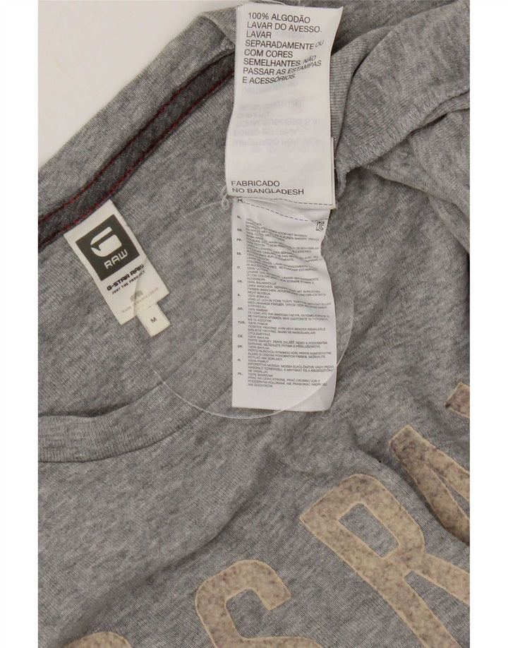 Camiseta feminina G-Star com estampa gráfica UK 12 algodão cinza médio