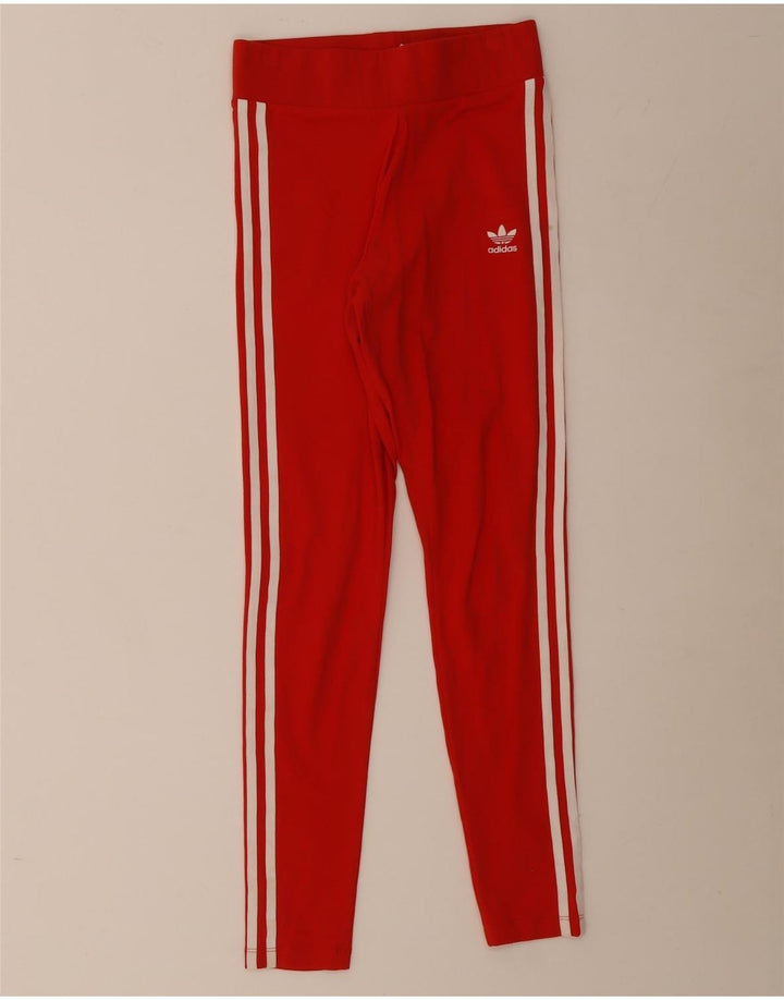 Leggings Adidas Femininas UK 10 Pequenas Algodão Vermelho