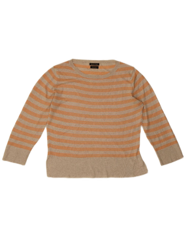 Suéter feminino Massimo Dutti com gola canoa e listrado laranja pequeno Reino Unido 10