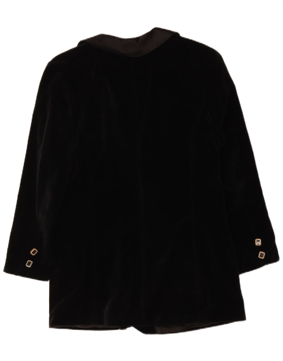 Jaqueta blazer feminina vintage de veludo com peito duplo Reino Unido 14 médio preto