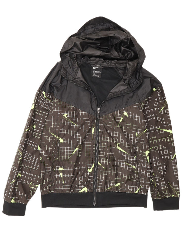 Suéter Nike Boys Graphic Zip com capuz 12-13 anos grande preto geométrico