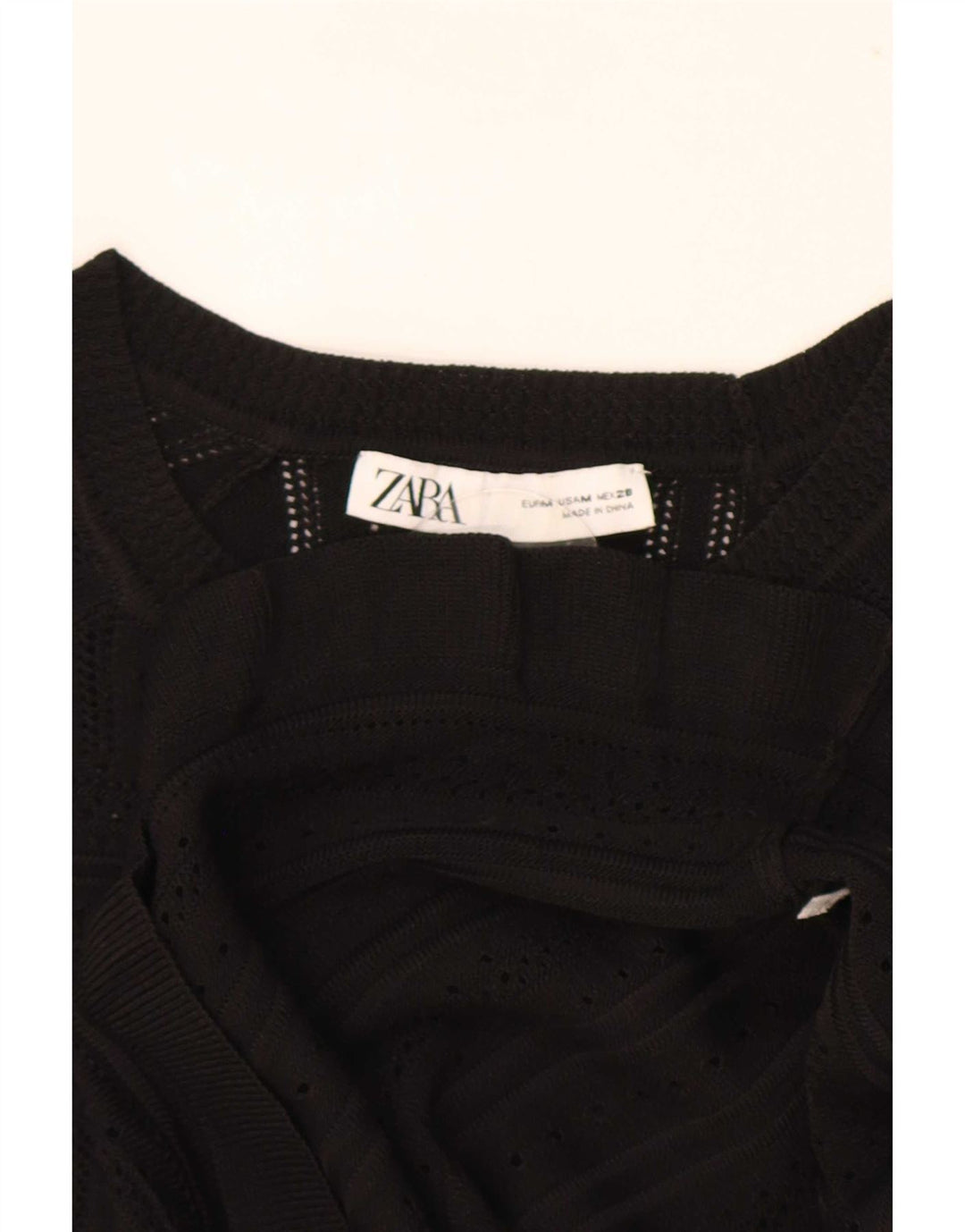 Blusa feminina Zara Crop Knit Top Reino Unido 12 Médio Preto
