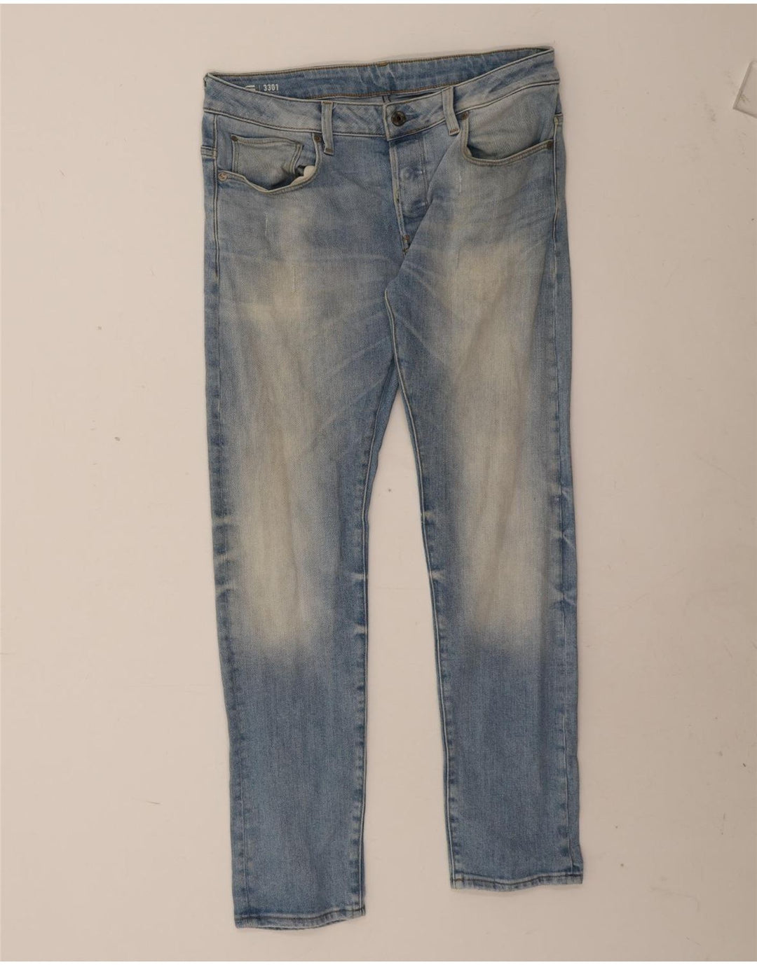 G-Star Masculino 3301 Slim Jeans W33 L32 Azul Algodão