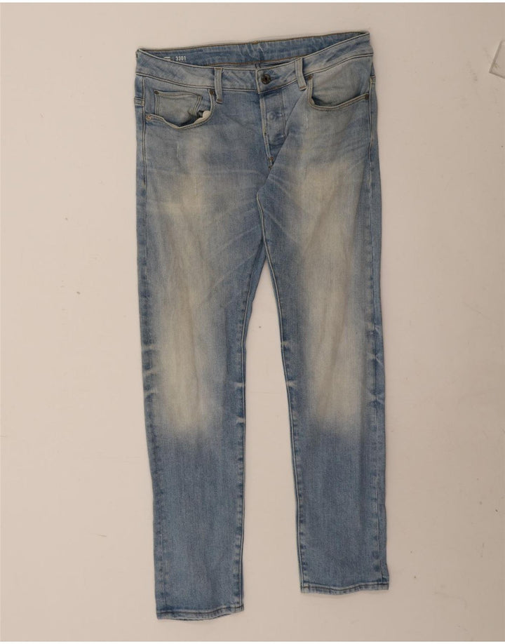 G-Star Masculino 3301 Slim Jeans W33 L32 Azul Algodão