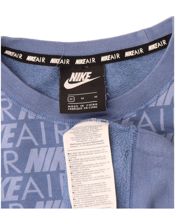 NIKE feminino gráfico oversized moletom jumper UK 14 médio azul algodão