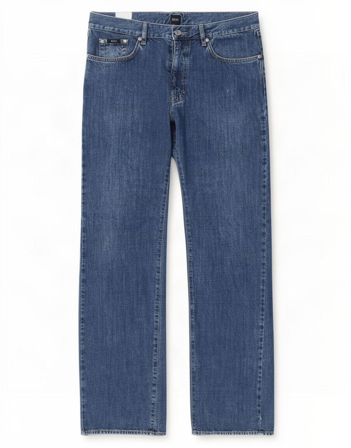 Hugo Boss Mens Straight Jeans W36 L34 Azul Algodão
