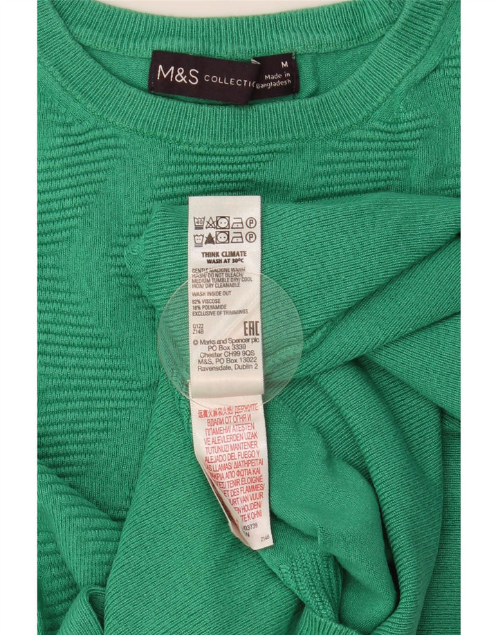 Suéter feminino Marks & Spencer com gola redonda e gola redonda Reino Unido 14 verde médio