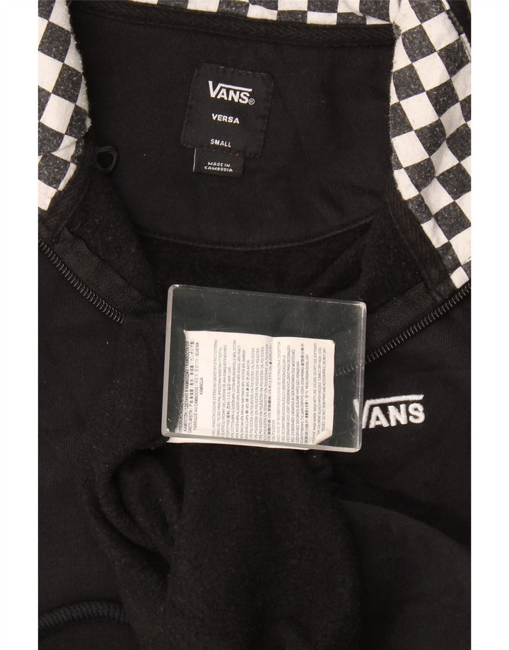 Moletom masculino Vans com zíper e gola alta, pequeno, preto, geométrico, de algodão
