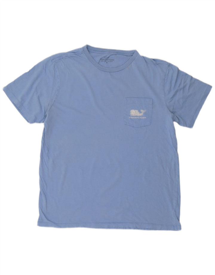 Camiseta gráfica masculina Vineyard Vines Top médio algodão azul