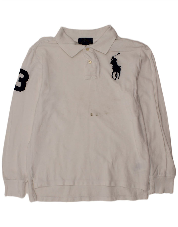 POLO RALPH LAUREN Camisa polo masculina gráfica 10-11 anos médio branco