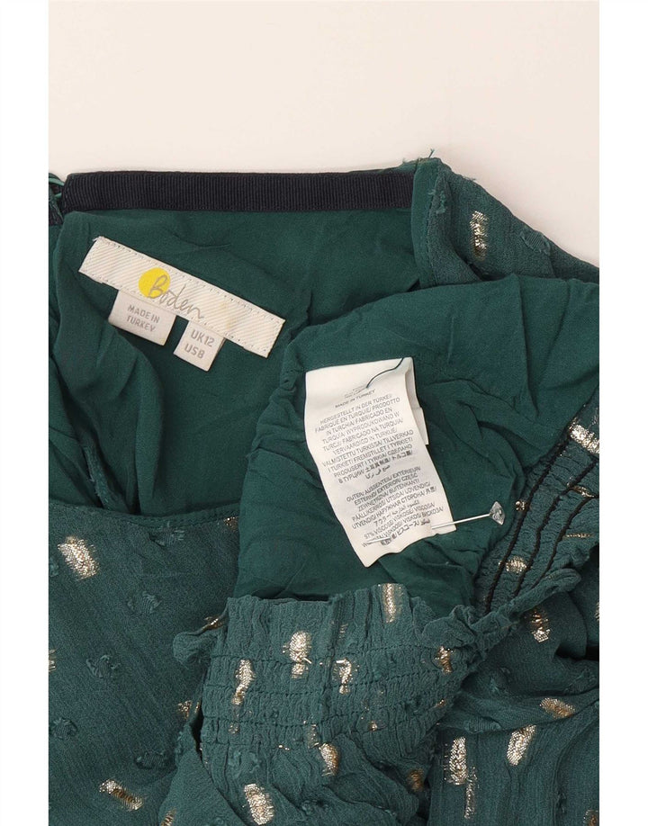 Blusa cropped feminina Boden Reino Unido 12 viscose manchada verde médio
