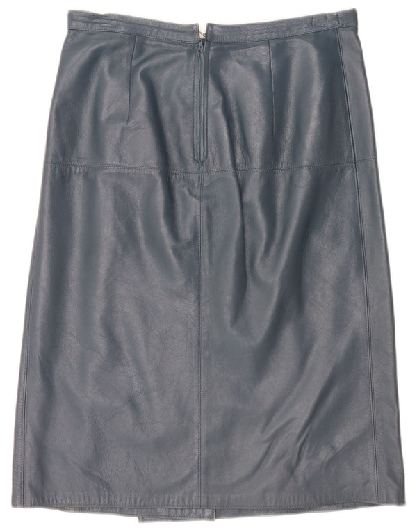 Saia feminina vintage de couro cintura alta IT 46 grande W30 azul