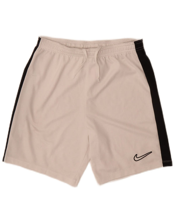 Shorts esportivos Nike Boys Dri Fit 11-12 anos grande bloco colorido branco