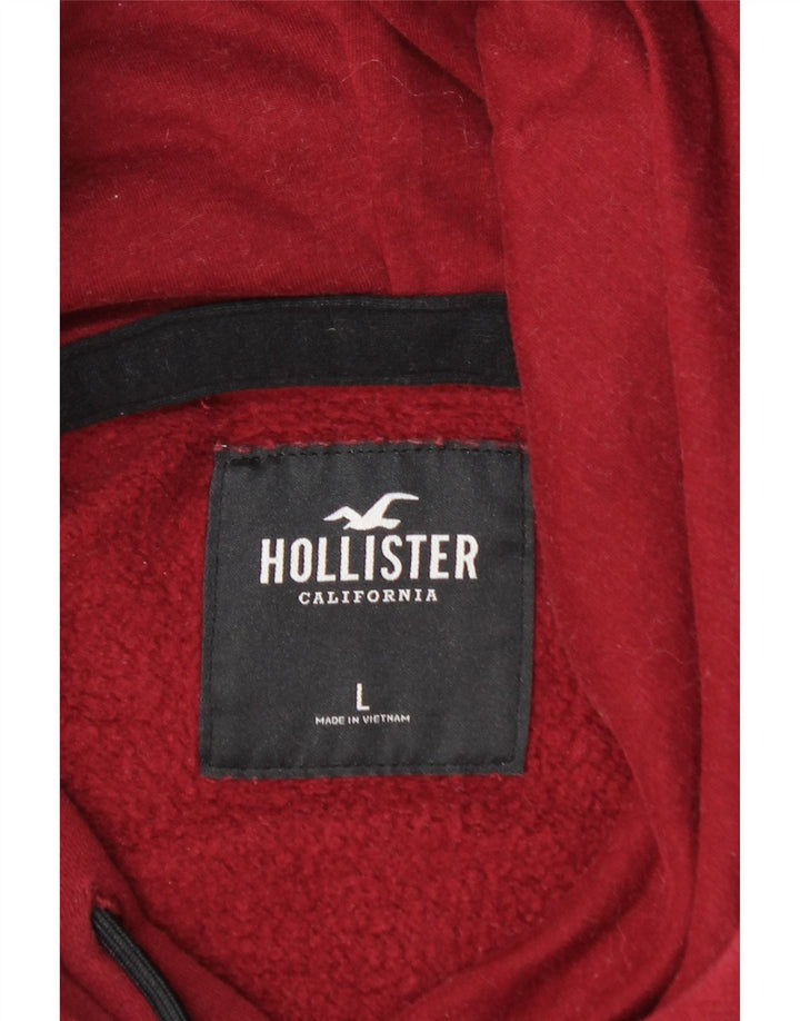 HOLLISTER Mens Graphic Hoodie Jumper Large Red