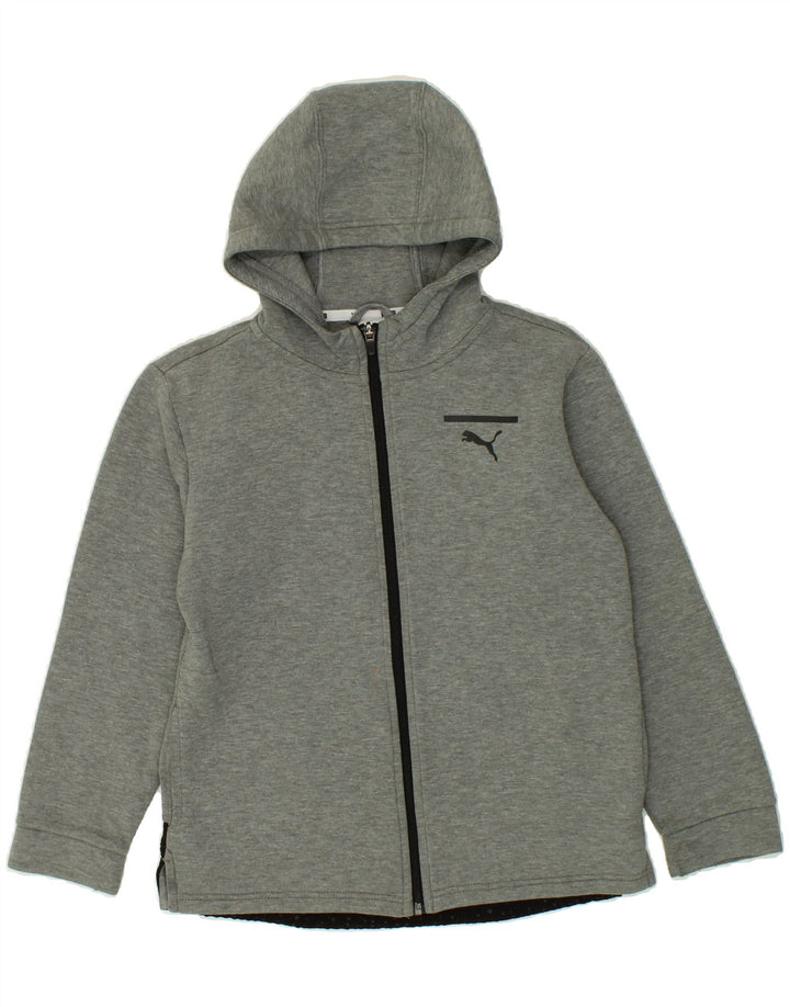 PUMA Boys Graphic Zip Hoodie Sweater 11-12 Years Grey Colourblock Cotton Vintage Puma and Second-Hand Puma from Messina Hembry 