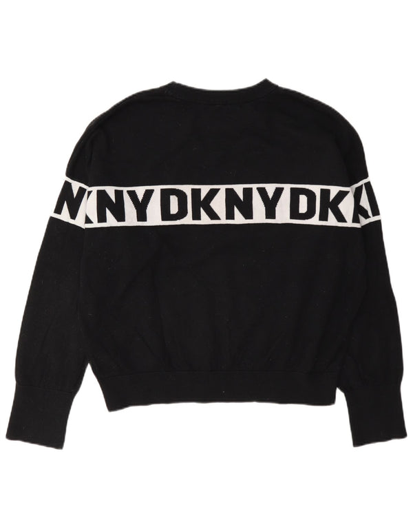 Suéter gráfico feminino Dkny UK 14 algodão colorblock médio preto