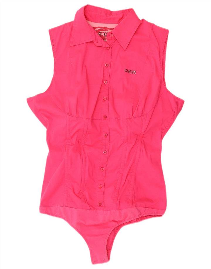 Body feminino sem mangas GUESS UK 14 algodão rosa médio