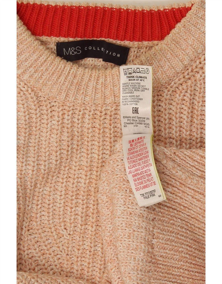 Suéter feminino Marks & Spencer com gola redonda Reino Unido 10 pequeno laranja manchado