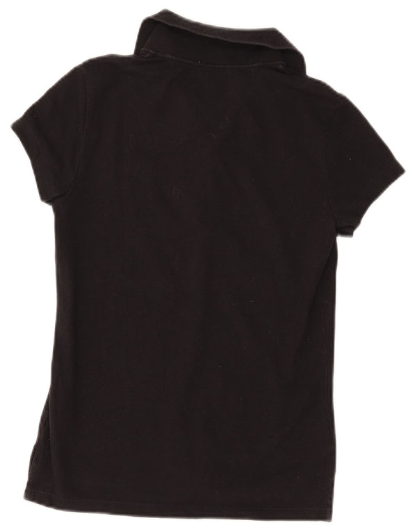 Camisa polo feminina TOMMY HILFIGER UK 8 pequena algodão preto